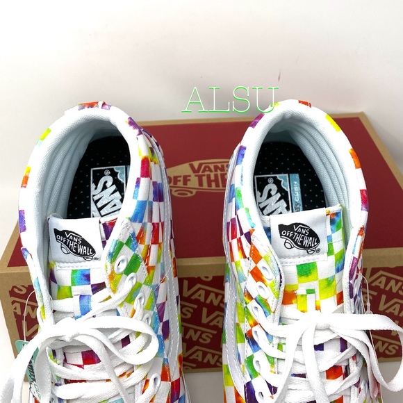 VANS SK8-HI Tie Dye Checker Canvas Women’s Sneaker - Picture 10 of 11